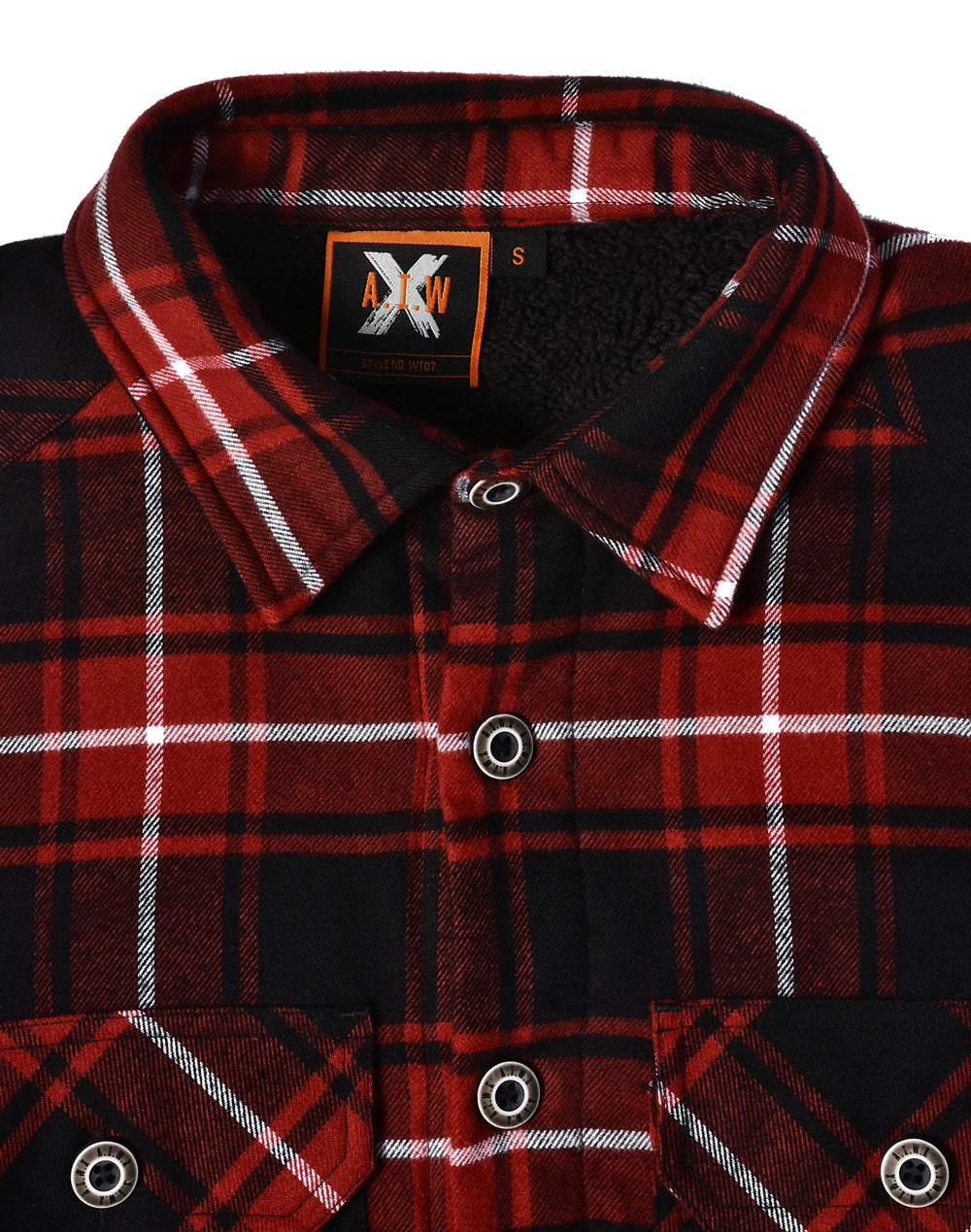Unisex Quilted Flannel Shirt-Style Jacket - Black/Wine - View