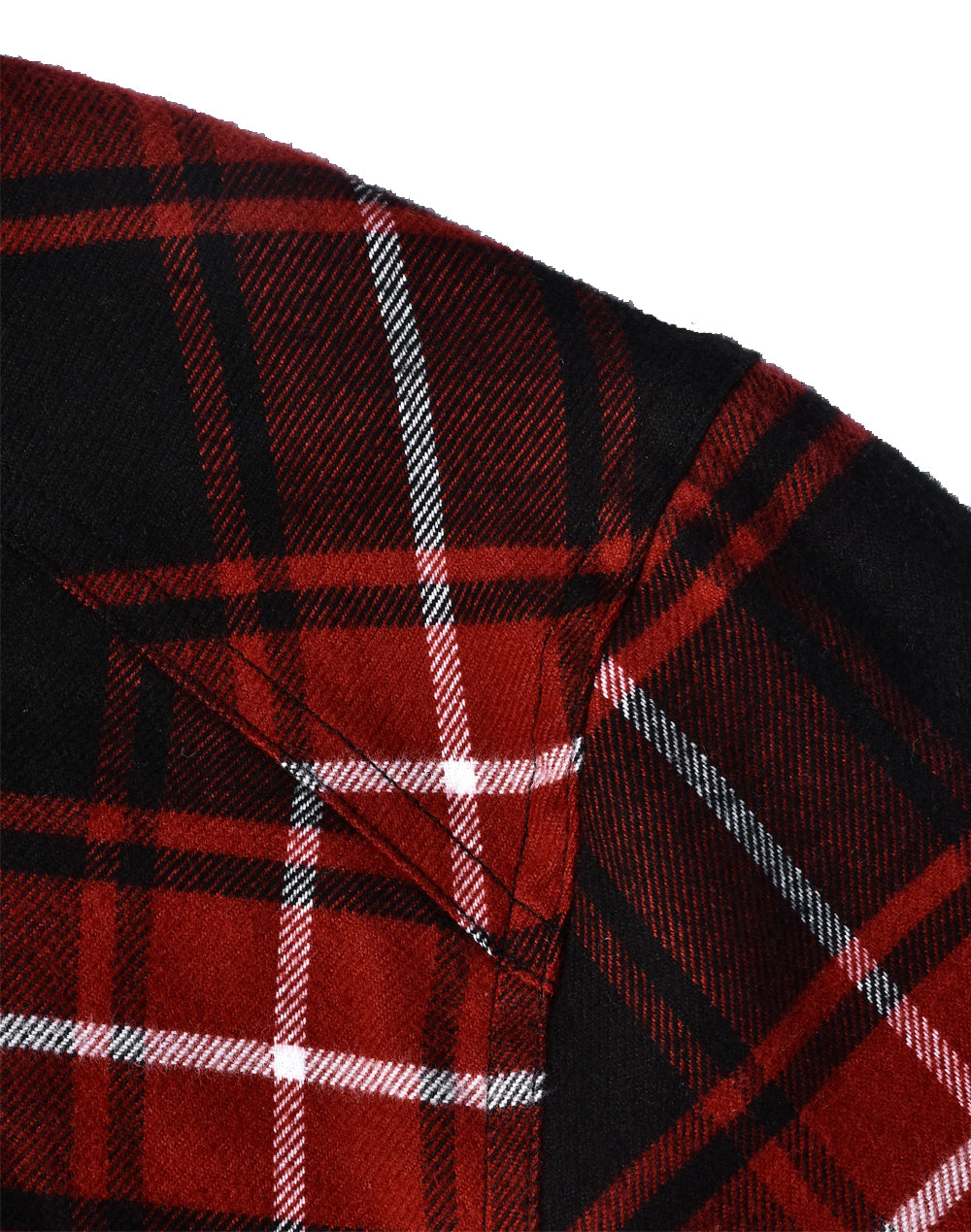 Unisex Quilted Flannel Shirt-Style Jacket - Black/Wine - View