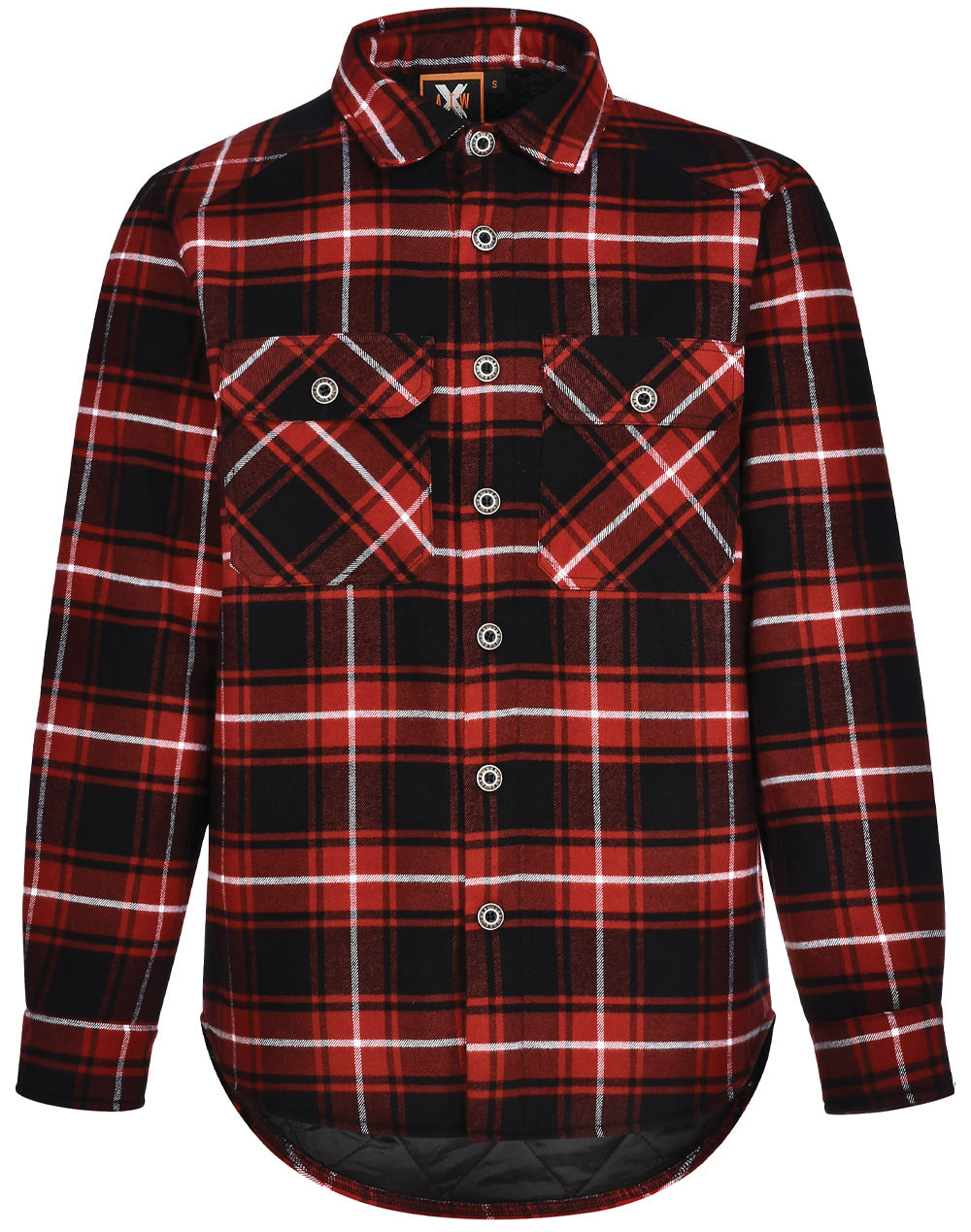 Unisex Quilted Flannel Shirt-Style Jacket - Black/Wine - Front