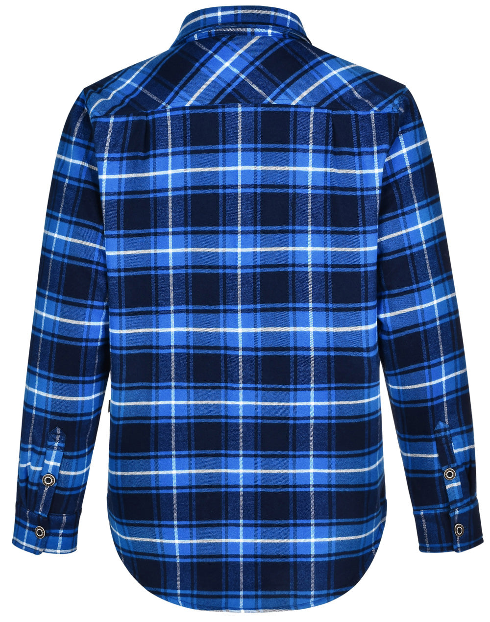 Unisex Quilted Flannel Shirt-Style Jacket - Navy/Blue - Back