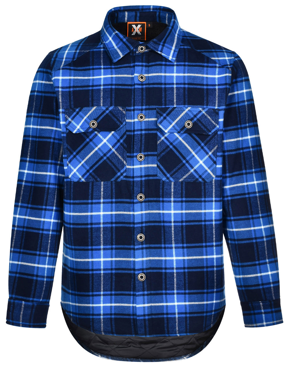 Unisex Quilted Flannel Shirt-Style Jacket - Navy/Blue - Front