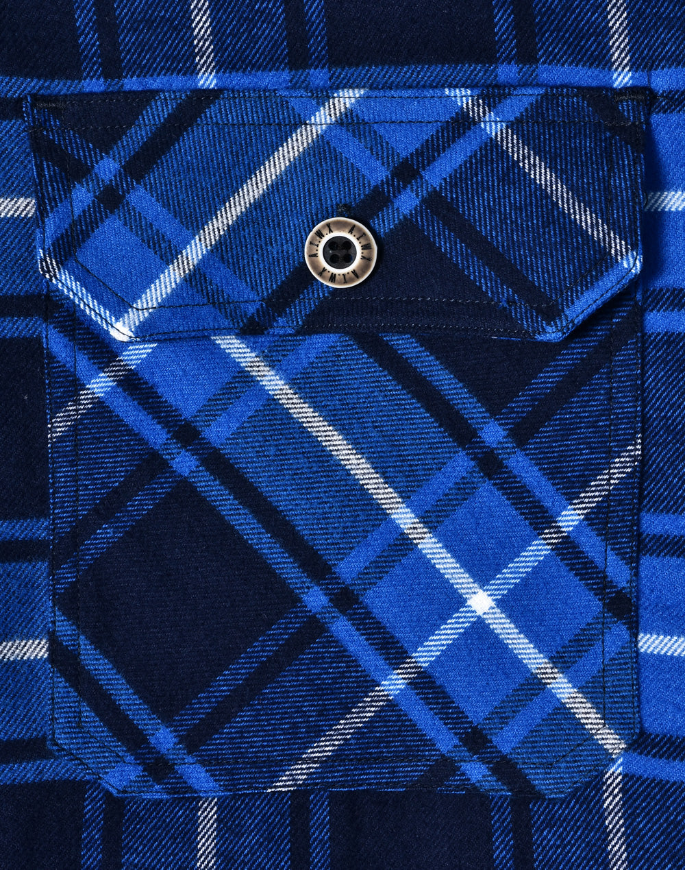 Unisex Quilted Flannel Shirt-Style Jacket - Navy/Blue - View