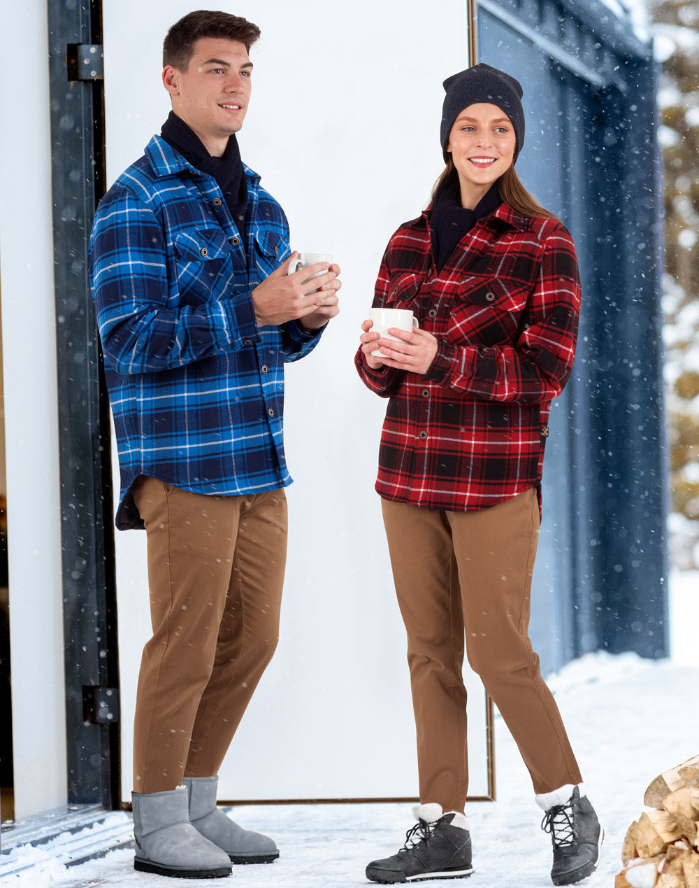 Unisex Quilted Flannel Shirt-Style Jacket - view