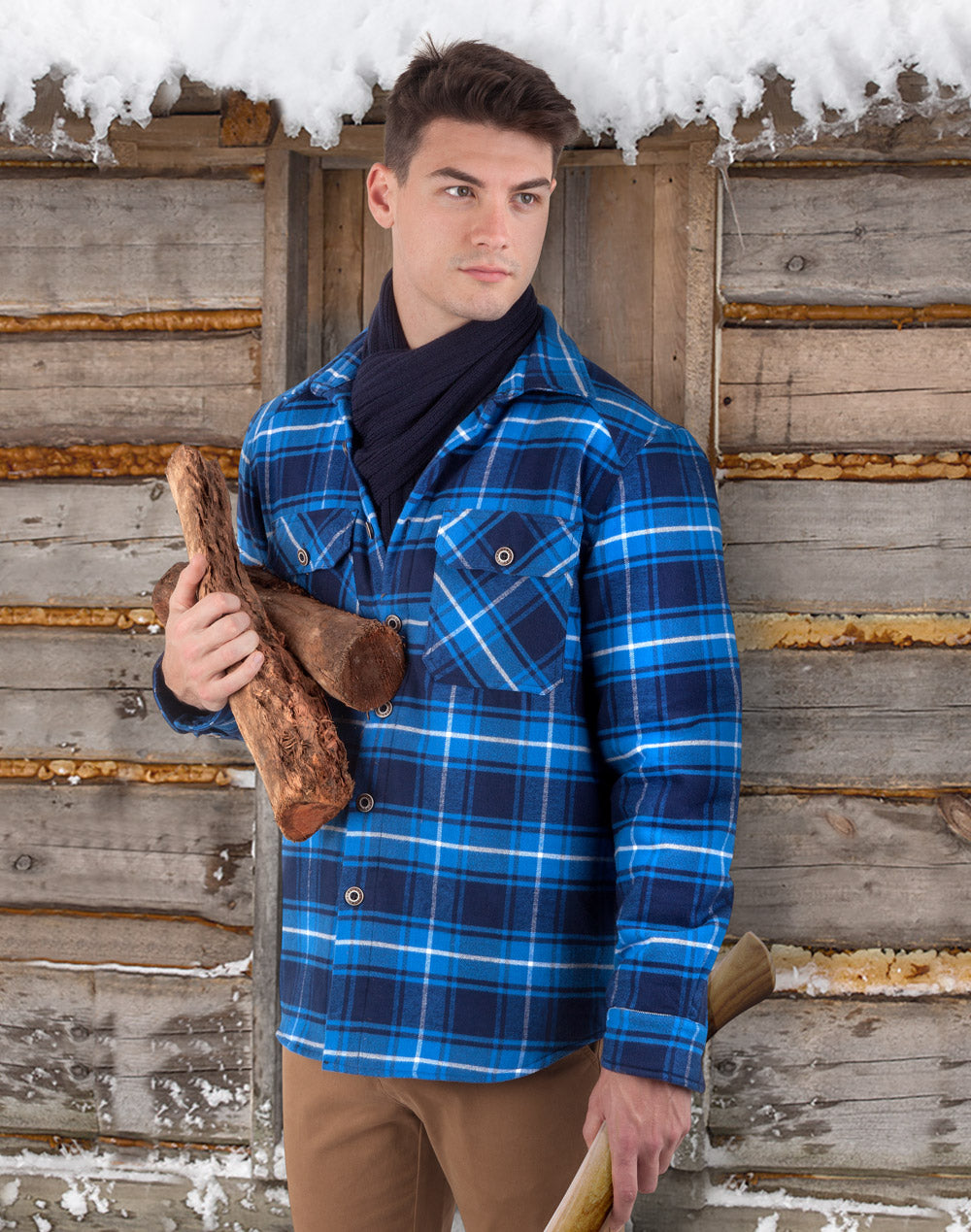 Unisex Quilted Flannel Shirt-Style Jacket - view