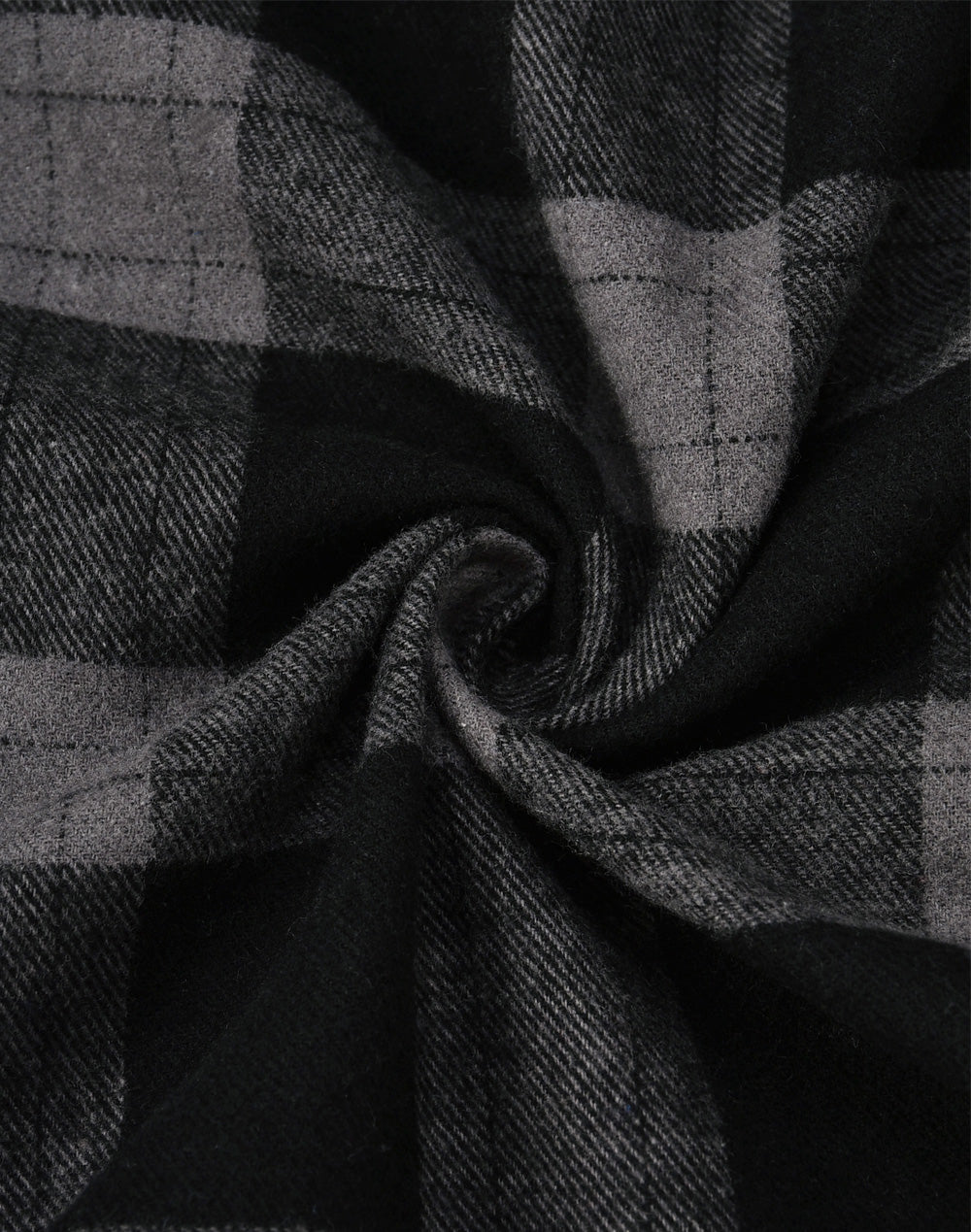 Unisex Classic Flannel Plaid Ls Shirt - Black/Charcoal - Fabric