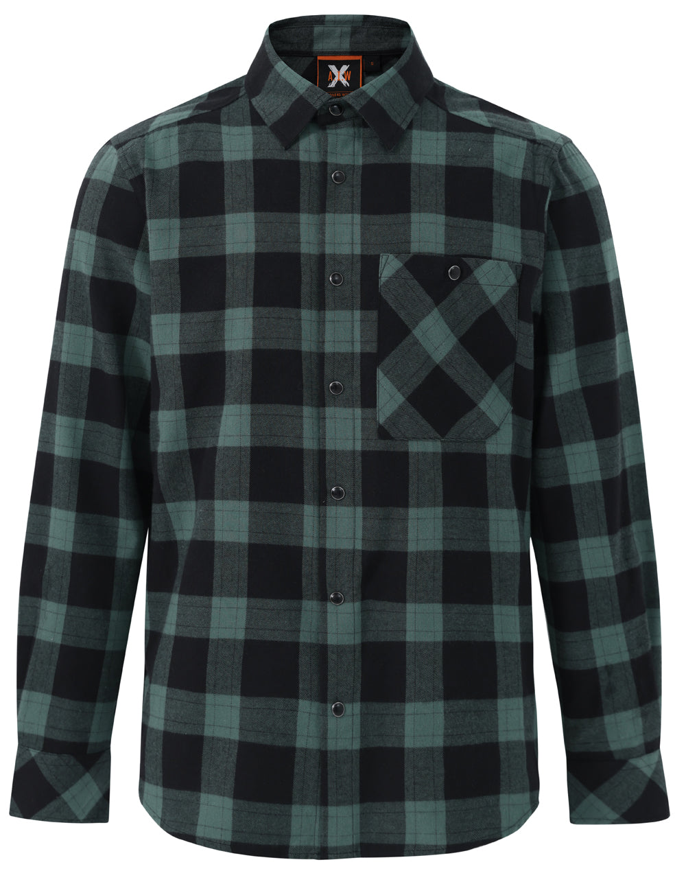 Unisex Classic Flannel Plaid Ls Shirt - Black/Moss - View