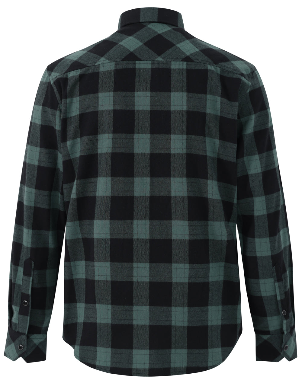 Unisex Classic Flannel Plaid Ls Shirt - Black/Moss - Back