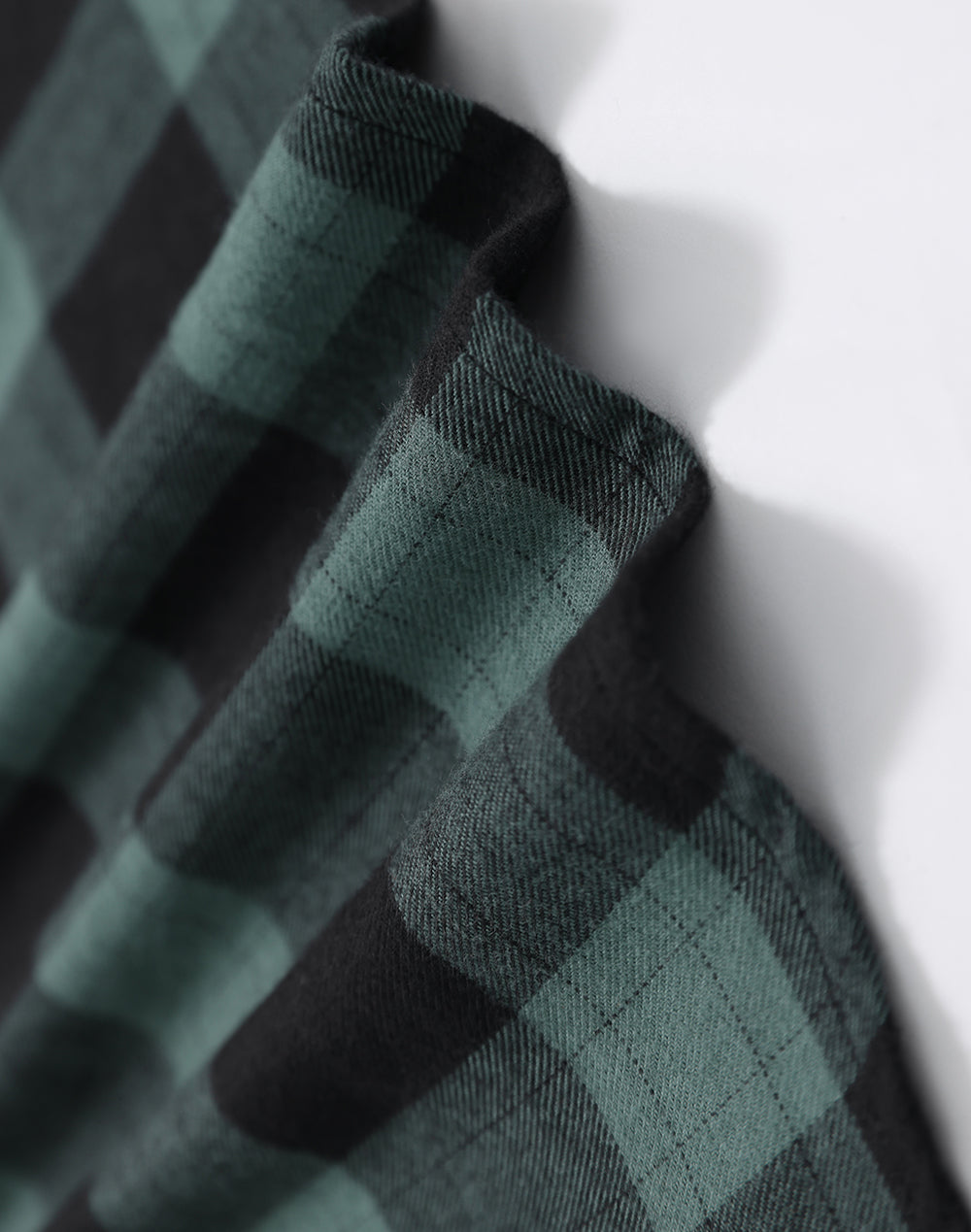 Unisex Classic Flannel Plaid Ls Shirt - Black/Moss - Fabric