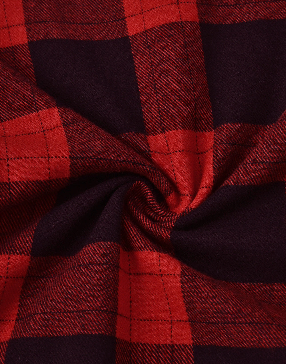 Unisex Classic Flannel Plaid Ls Shirt - Black/Wine - Fabric
