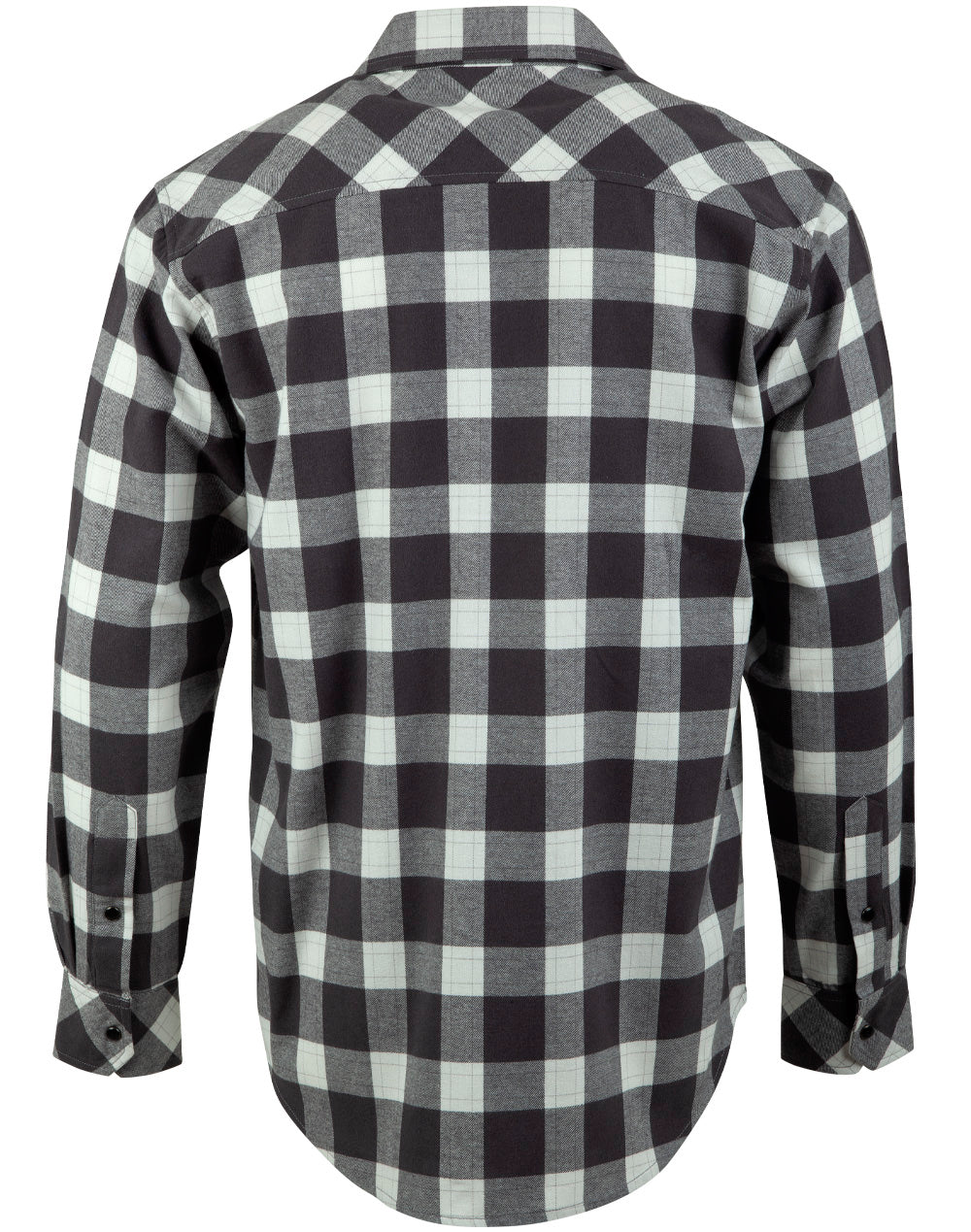 Unisex Classic Flannel Plaid Ls Shirt - Charcoal/White - Back