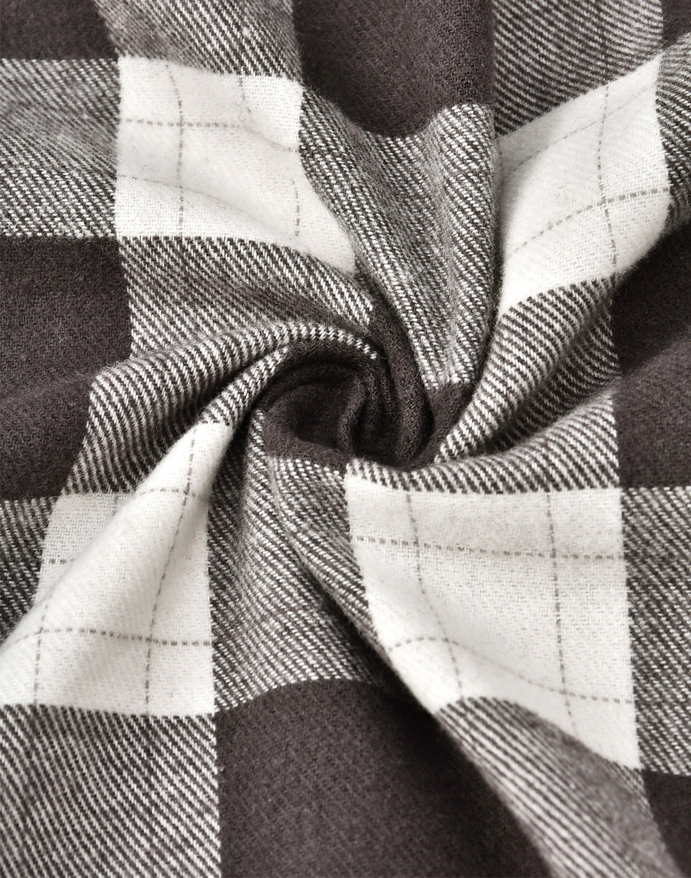 Unisex Classic Flannel Plaid Ls Shirt - Charcoal/White - Fabric