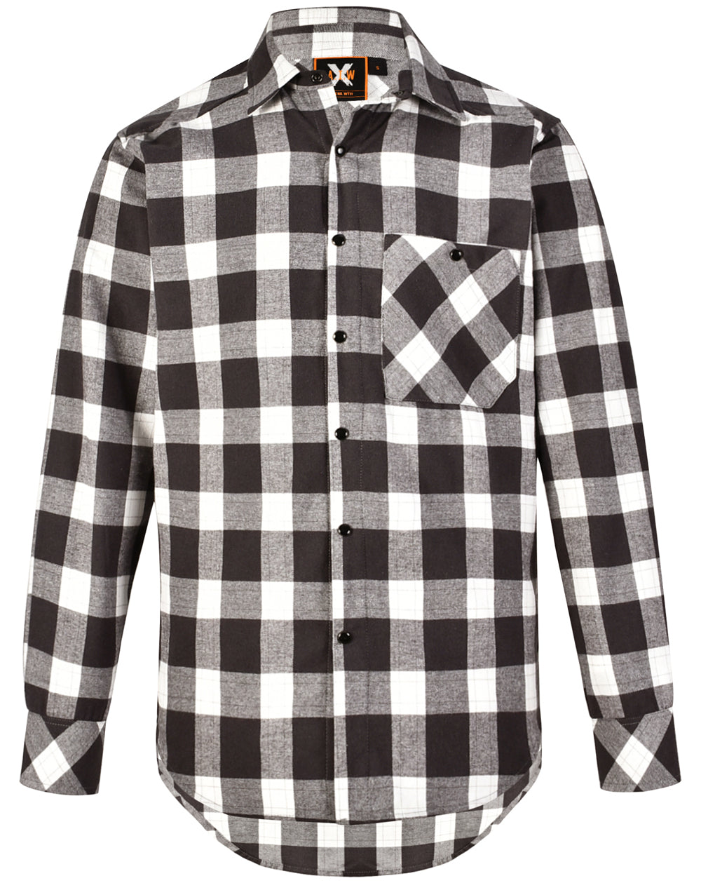 Unisex Classic Flannel Plaid Ls Shirt - Charcoal/White - Front