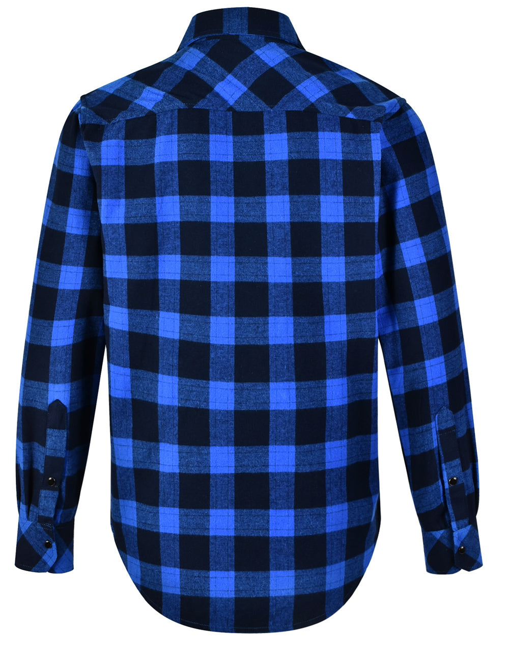 Unisex Classic Flannel Plaid Ls Shirt - Navy/Blue - Back