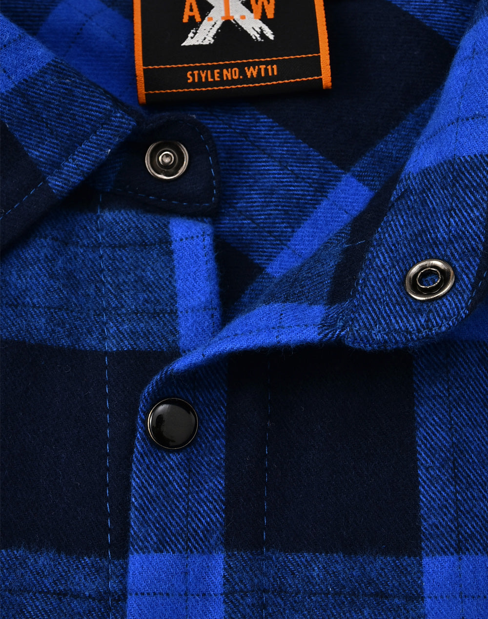 Unisex Classic Flannel Plaid Ls Shirt - Navy/Blue - View