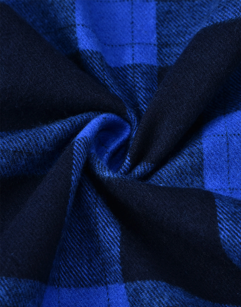 Unisex Classic Flannel Plaid Ls Shirt - Navy/Blue - Fabric