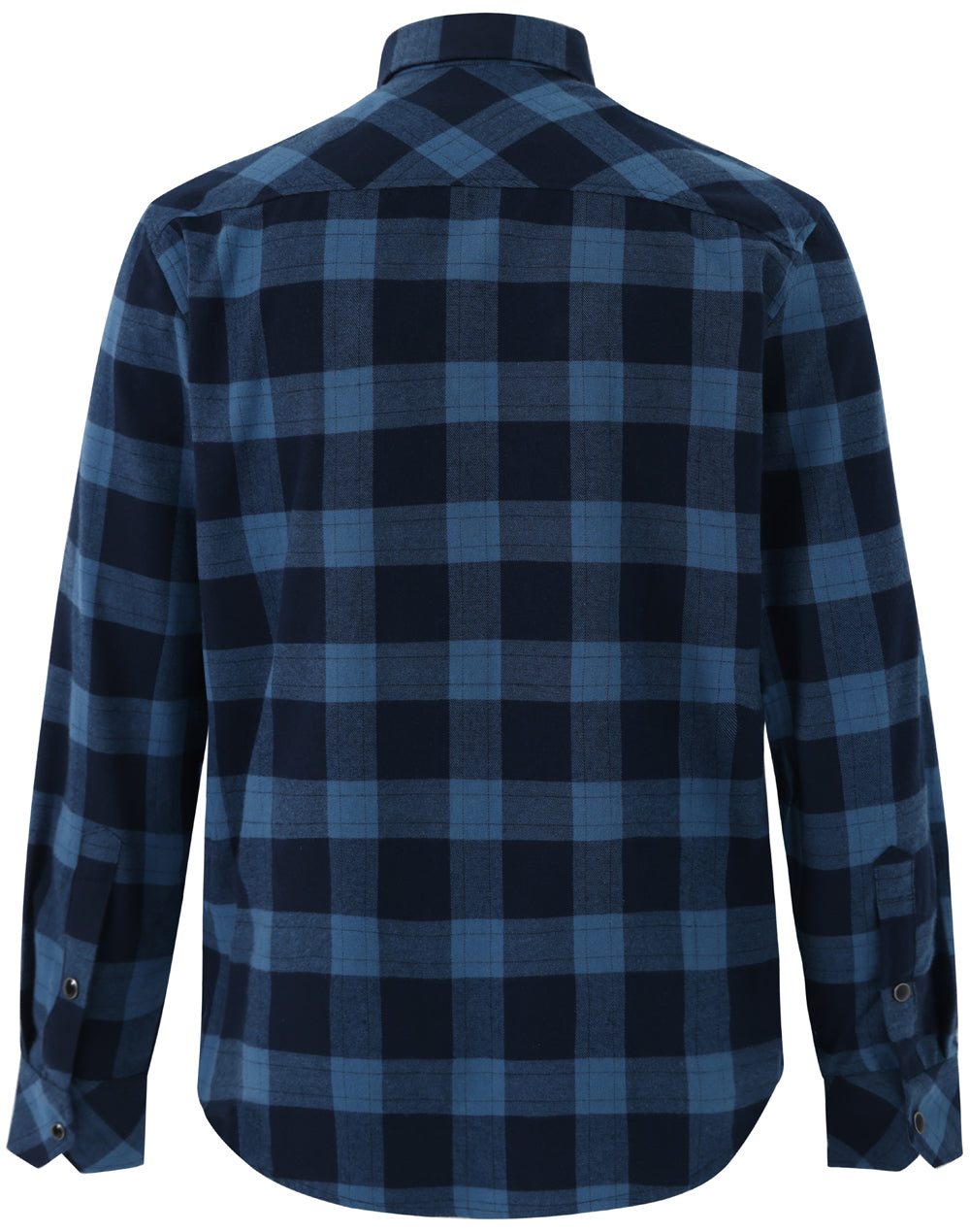 Unisex Classic Flannel Plaid Ls Shirt - Navy/Slate - Back