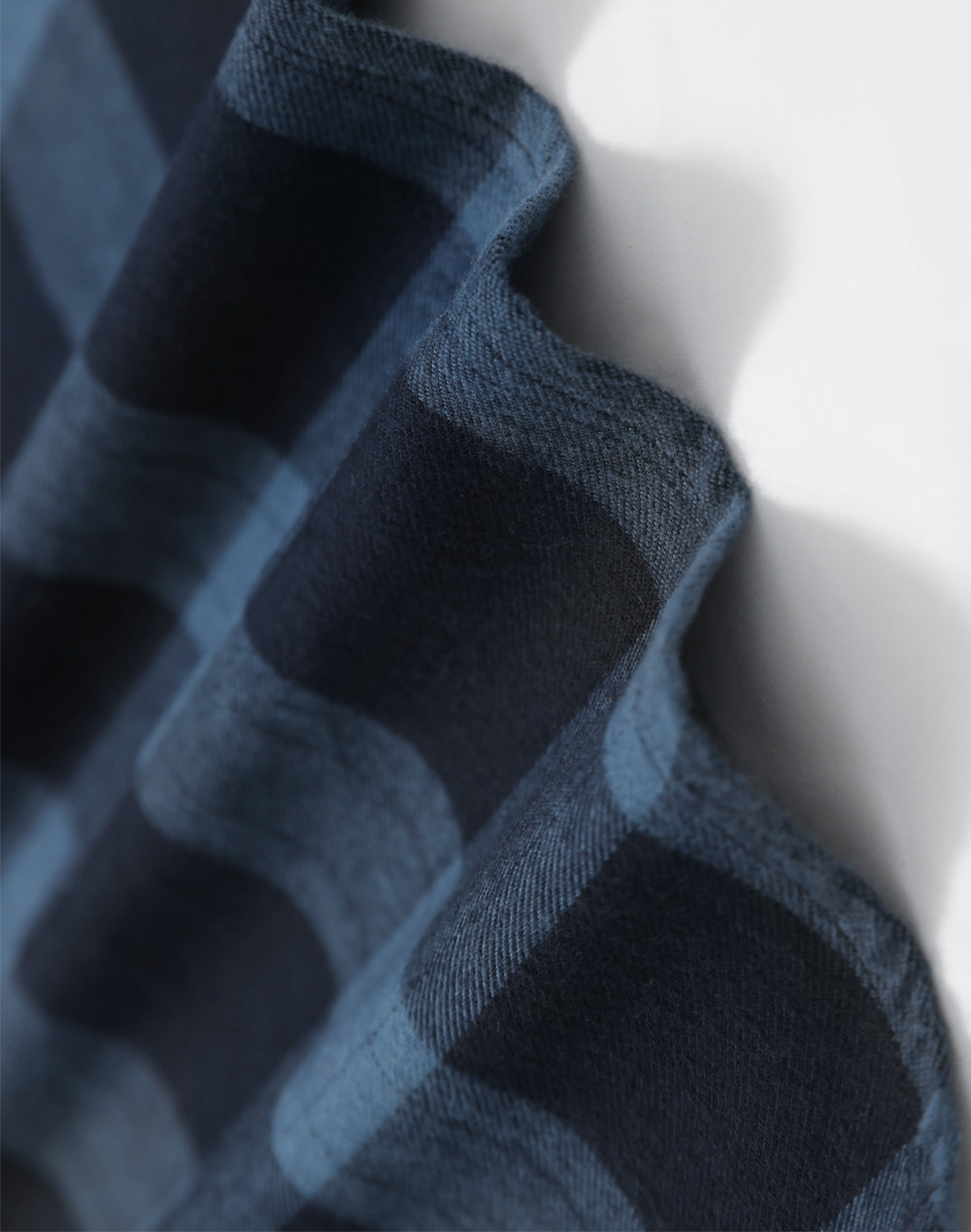 Unisex Classic Flannel Plaid Ls Shirt - Navy/Slate - Fabric