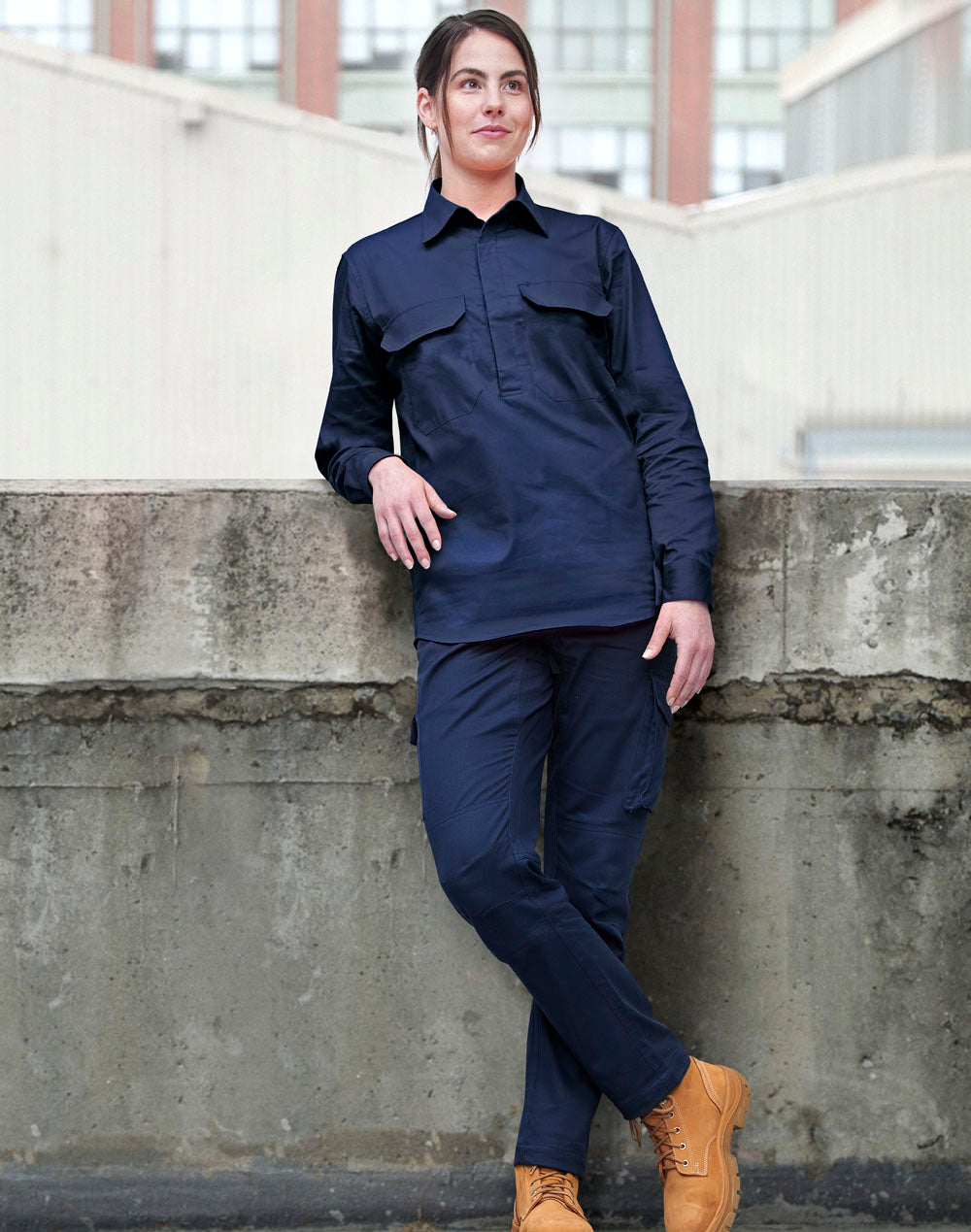 Unisex Cool Breeze Closed Front Ls Work Shirt - view
