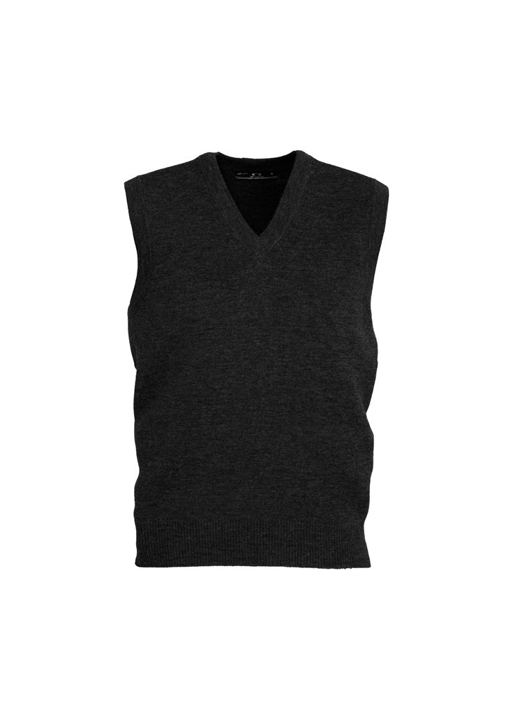 Woolmix Mens Knit Vest - Black - Front