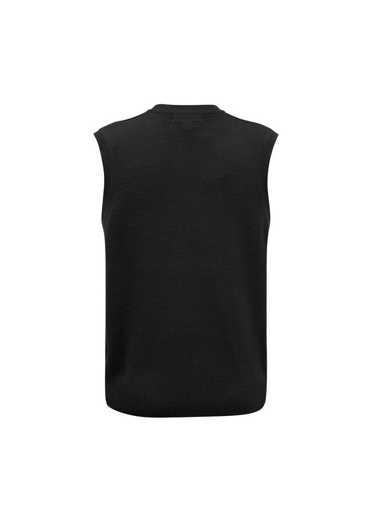 Woolmix Mens Knit Vest - Black - Back