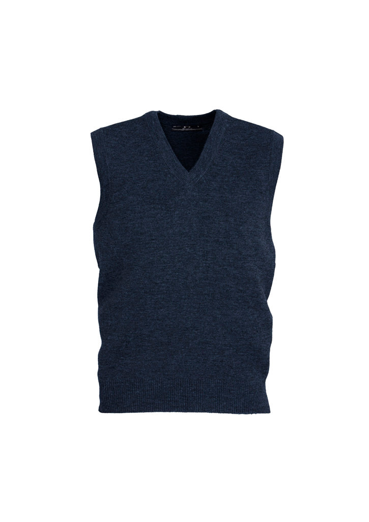 Woolmix Mens Knit Vest - Navy - Front
