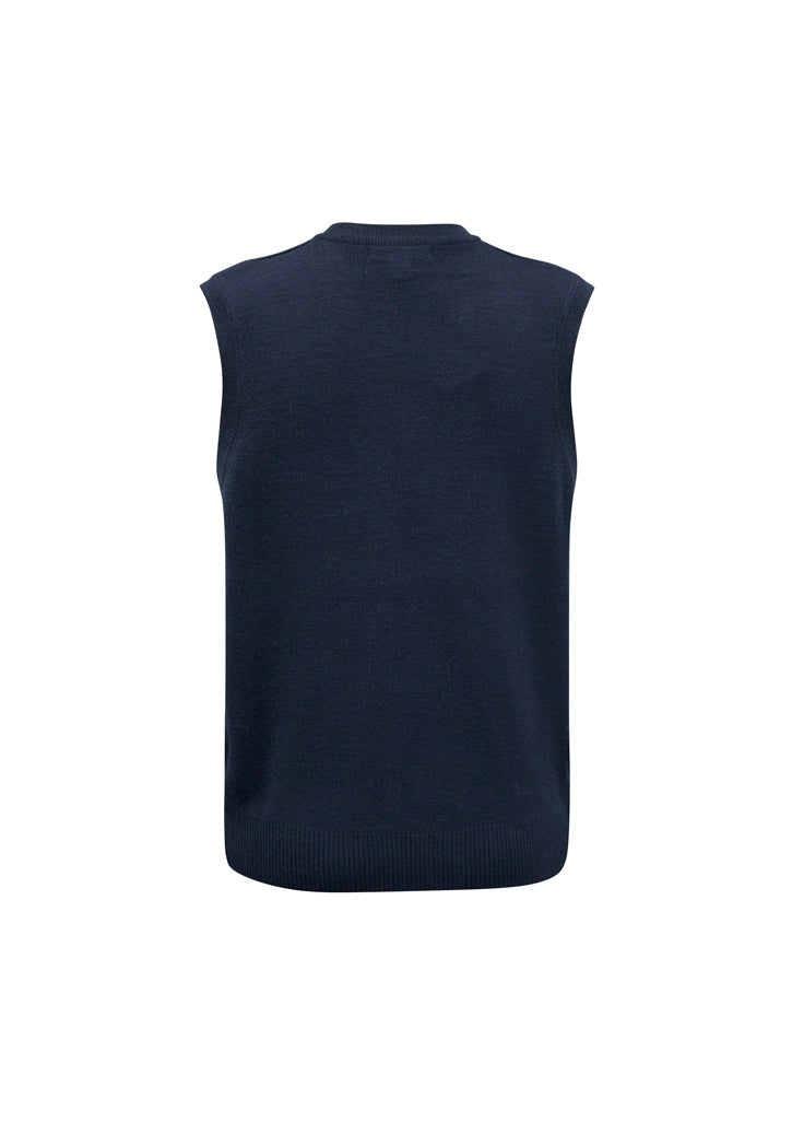 Woolmix Mens Knit Vest - Navy - Back