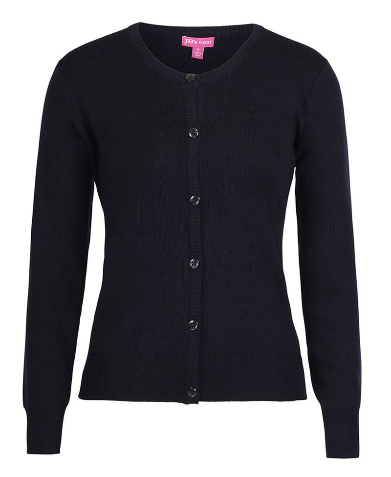 JB's Ladies Corporate Crew Neck Cardigan - Dark Navy - Front
