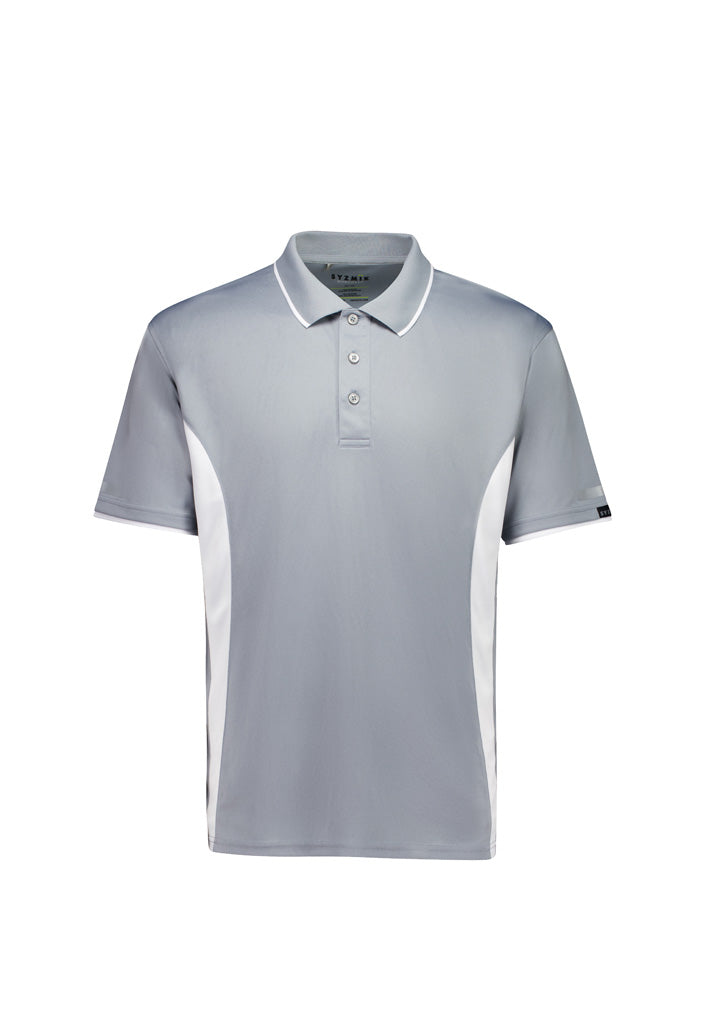 Mens Striker Short Sleeve Polo - Silver/White - Front