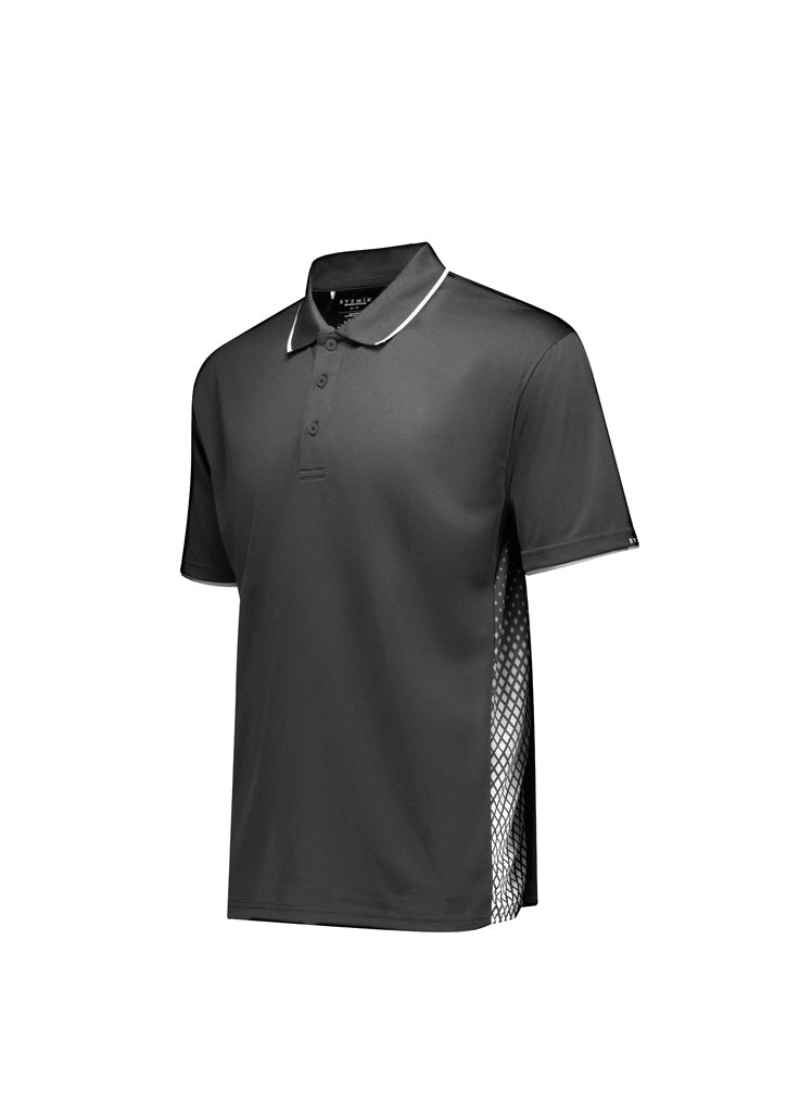 Mens Spark Short Sleeve Polo - Charcoal/White - View