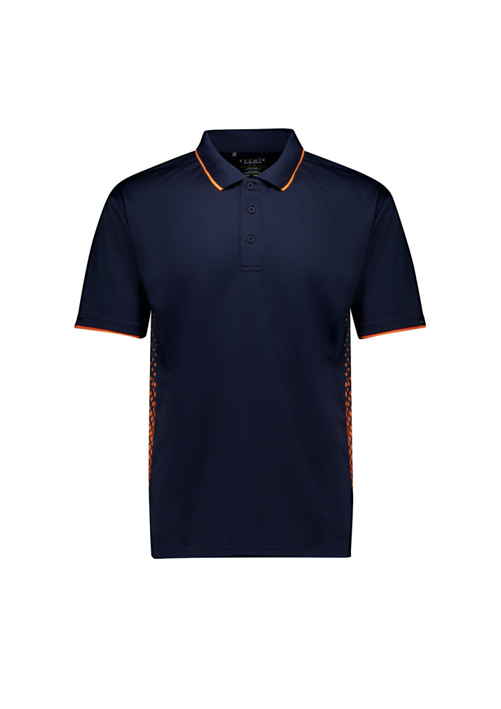 Mens Spark Short Sleeve Polo - Navy/Orange - Front