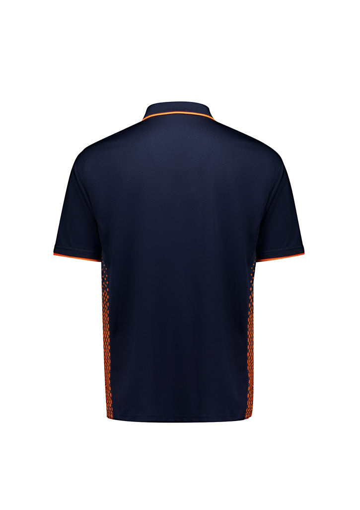 Mens Spark Short Sleeve Polo - Navy/Orange - Back