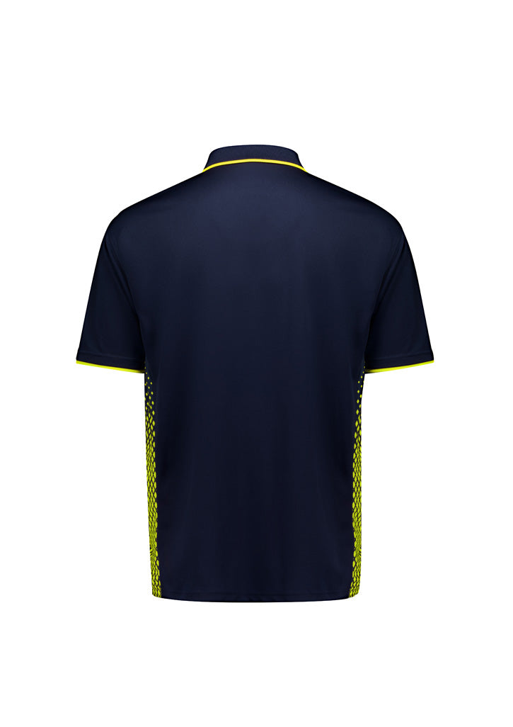 Mens Spark Short Sleeve Polo - Navy/Yellow - Back