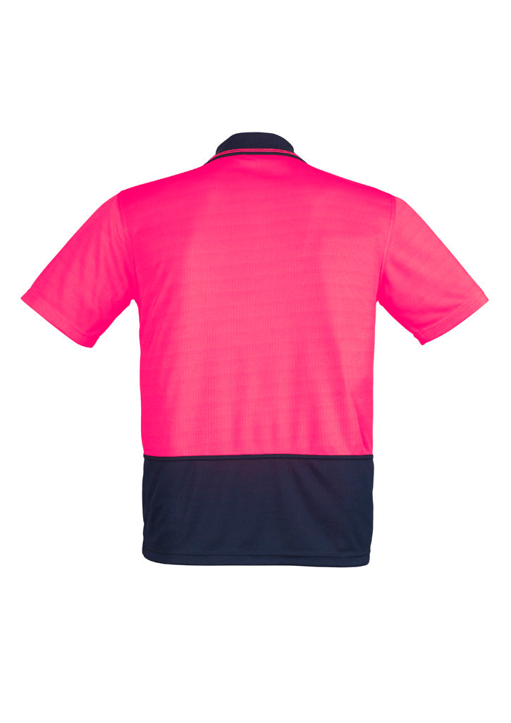 Unisex Hi Vis Basic Short Sleeve Polo - Pink/Navy - Back