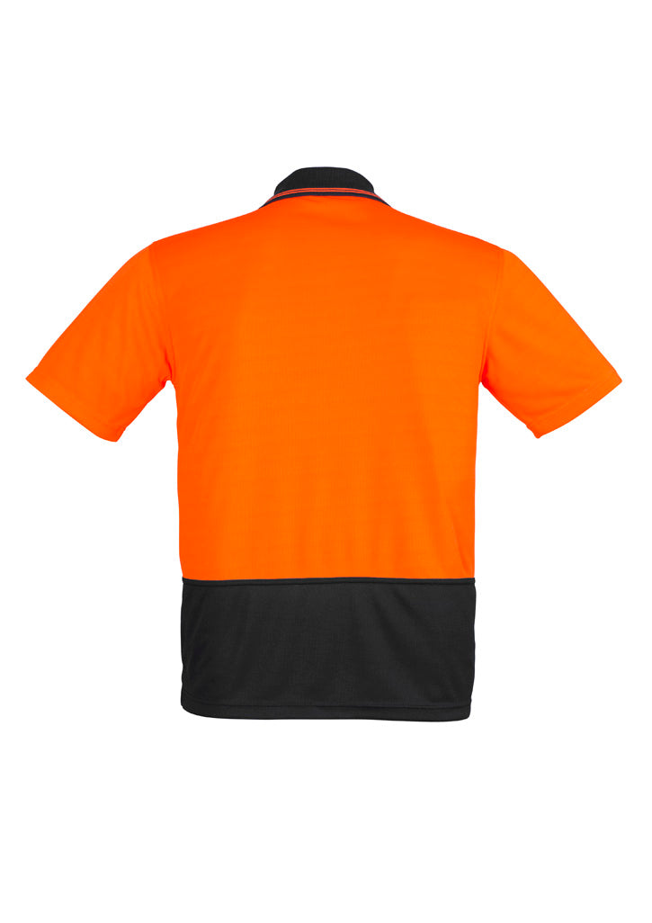 Unisex Hi Vis Basic Short Sleeve Polo - Orange/Black - Back