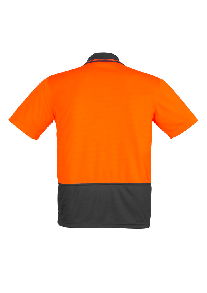Unisex Hi Vis Basic Short Sleeve Polo - Orange/Charcoal - Back