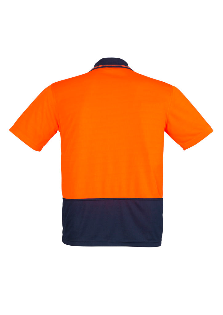 Unisex Hi Vis Basic Short Sleeve Polo - Orange/Navy - Back