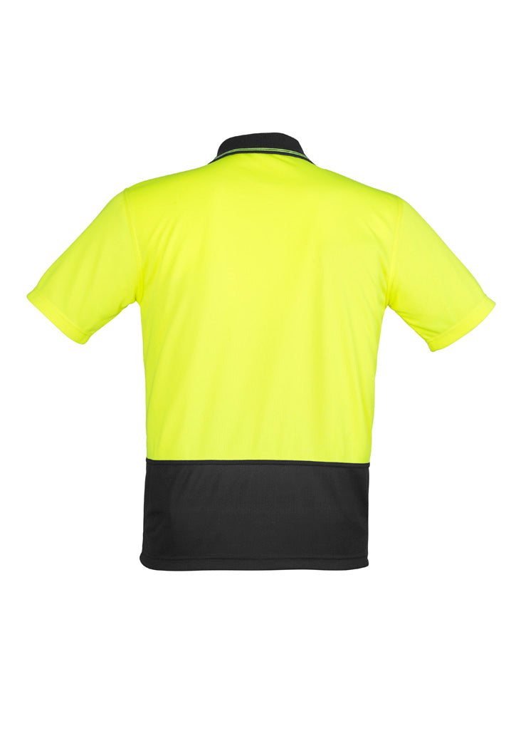 Unisex Hi Vis Basic Short Sleeve Polo - Yellow/Black - Back