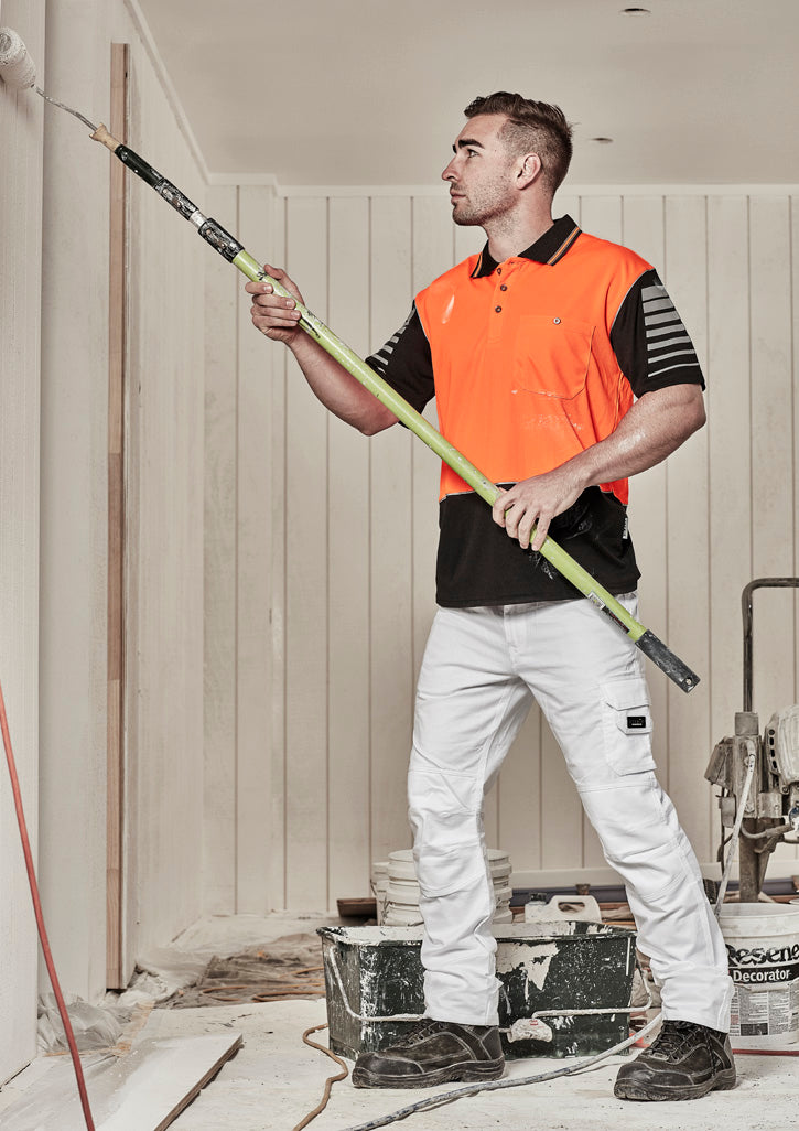 Mens Hi Vis Zone Short Sleeve Polo - Orange/Black - Model