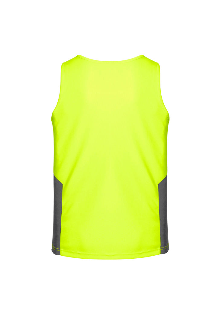 Mens Hi Vis Squad Singlet - Yellow/Charcoal - Back