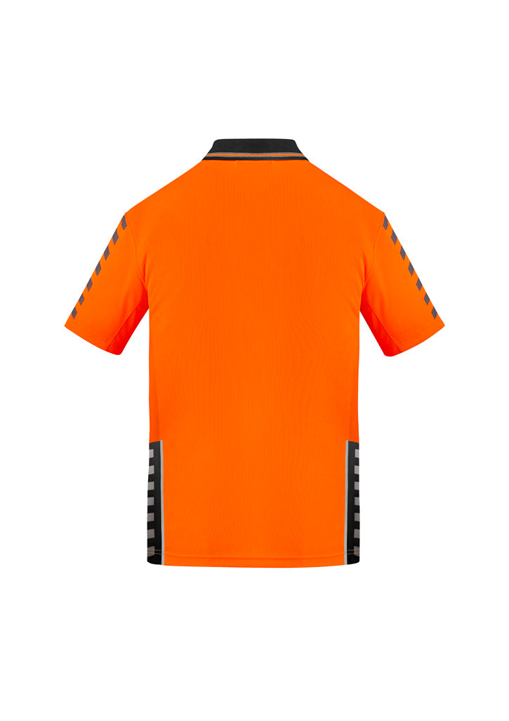 Mens Hi Vis Komodo Short Sleeve Polo - Orange/Black - Back