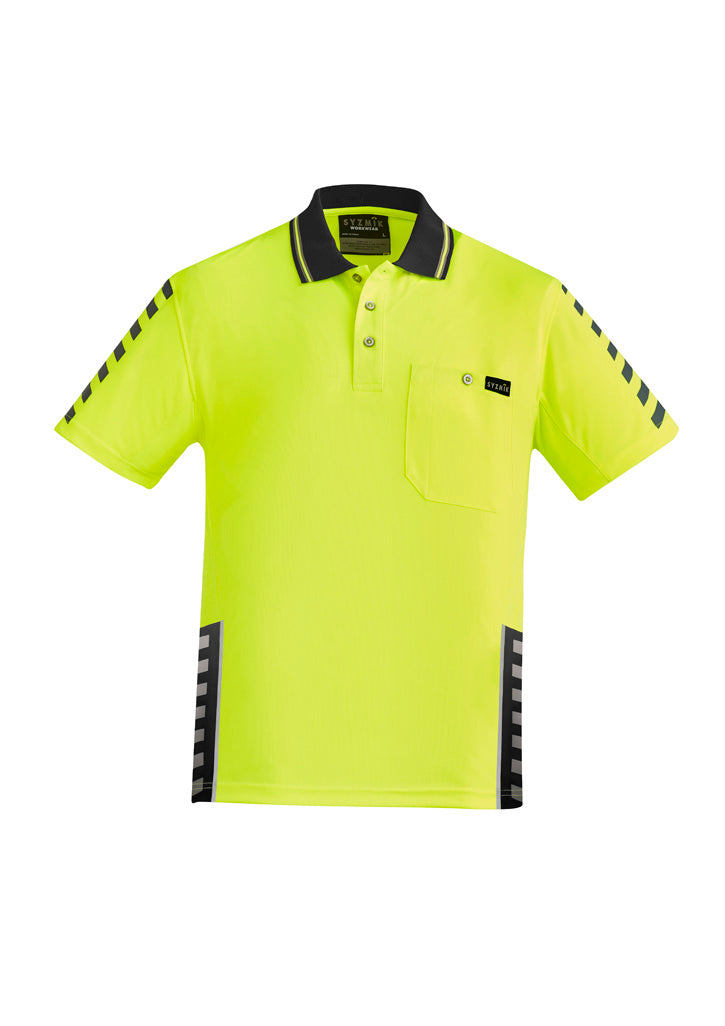 Mens Hi Vis Komodo Short Sleeve Polo - Yellow/Black - Front