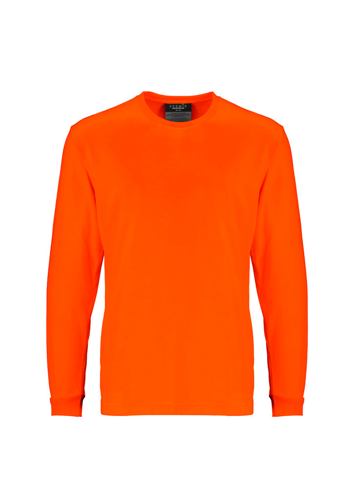 Mens Hi Vis Long Sleeve Tee - Orange - Front