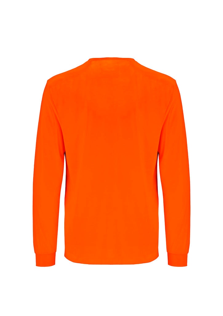Mens Hi Vis Long Sleeve Tee - Orange - Back