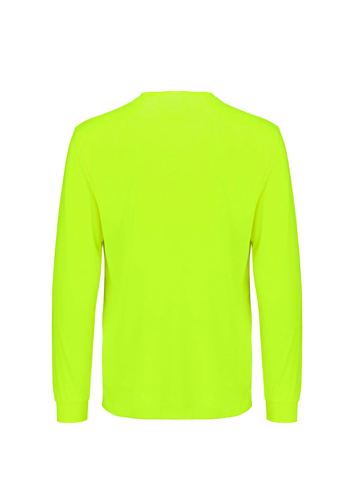 Mens Hi Vis Long Sleeve Tee - Yellow - Back