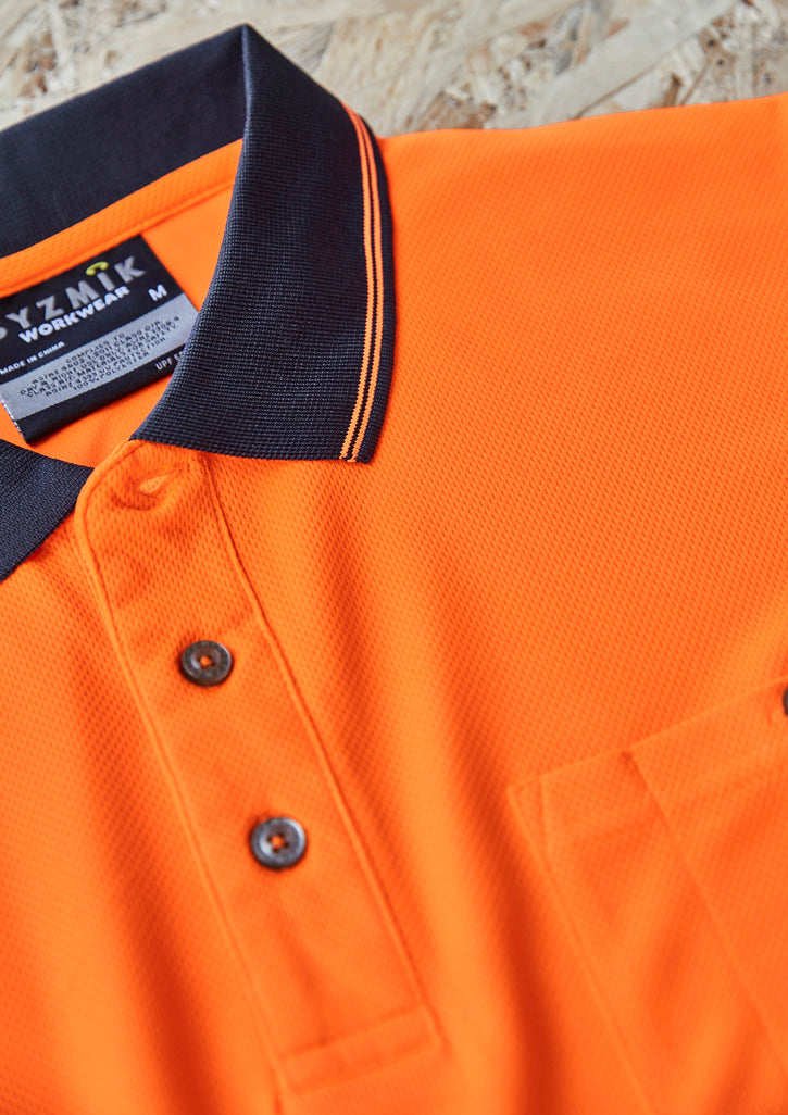 Unisex Hi Vis Segmented Tape Short Sleeve Polo - Orange/Navy - Model