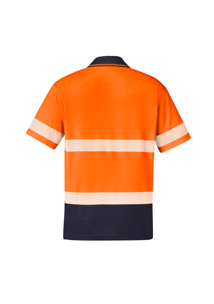 Unisex Hi Vis Segmented Tape Short Sleeve Polo - Orange/Navy - Back