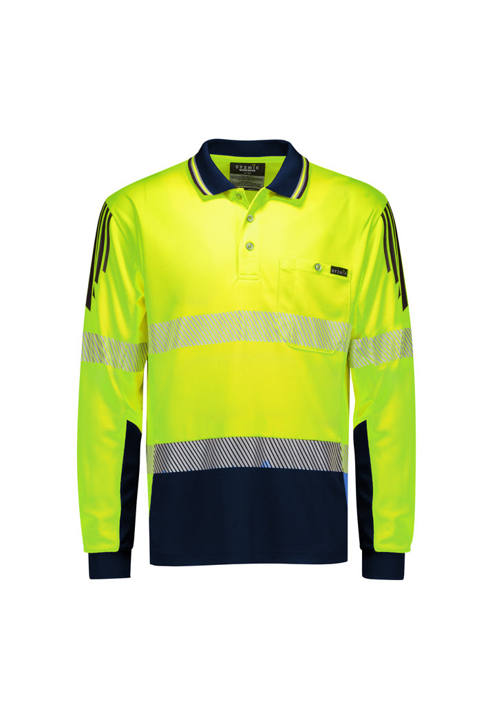 Mens Hi Vis Flux Segmented Tape Long Sleeve Polo 5