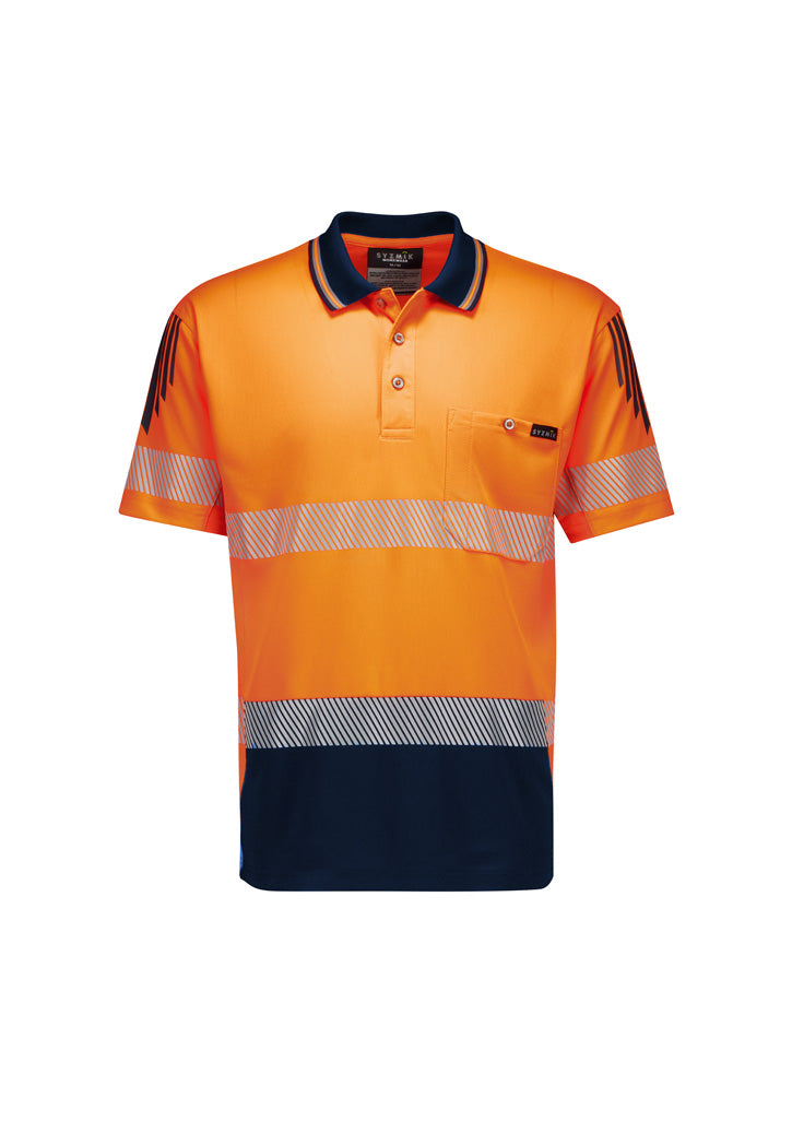 Mens Hi Vis Flux Segmented Tape Short Sleeve Polo 4