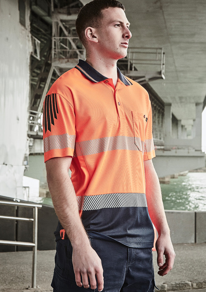Mens Hi Vis Flux Segmented Tape Short Sleeve Polo 2