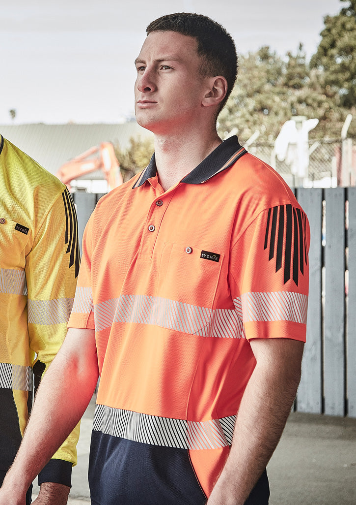 Mens Hi Vis Flux Segmented Tape Short Sleeve Polo 3